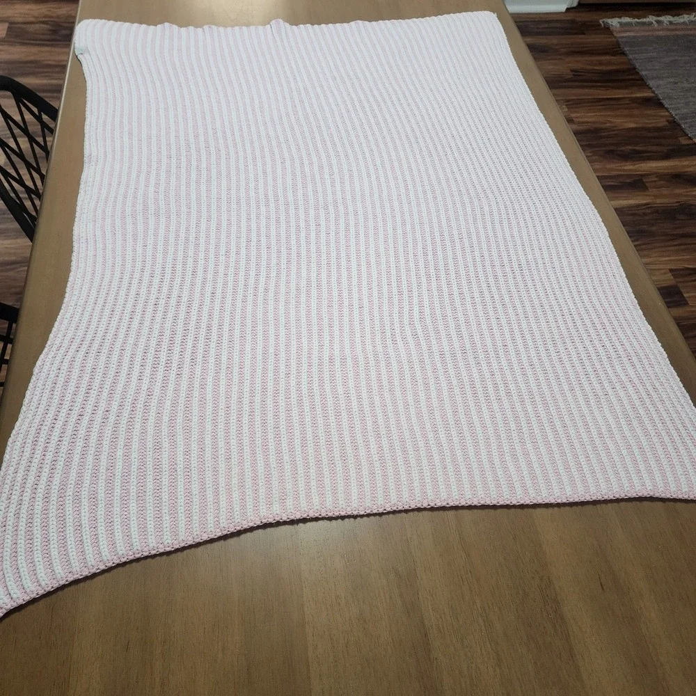 Elegant Baby Pink And White Crochet Baby Blanket